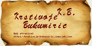 Krstivoje Bukumirić vizit kartica